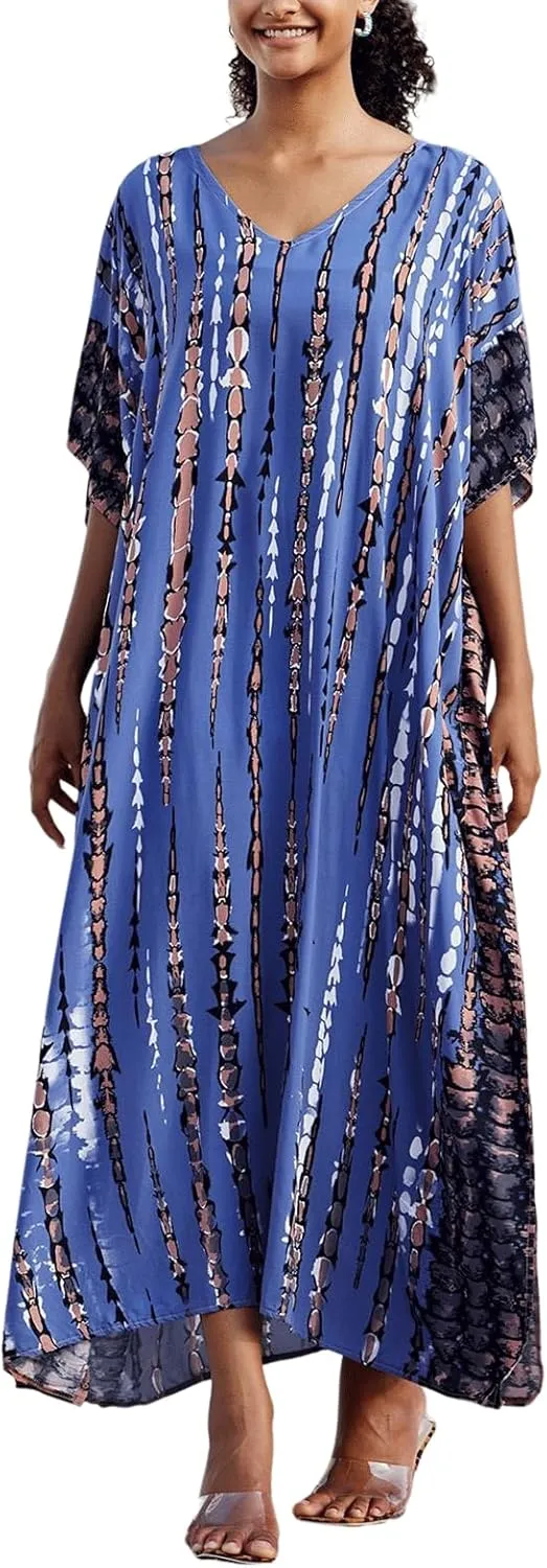 Kaftan for Women Plus Size Bathing Suit Cover up Batwing Dress Loose fit Moroccan Caftan mumu Dresses for Women
