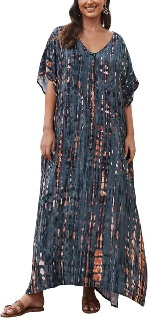 Kaftan for Women Plus Size Bathing Suit Cover up Batwing Dress Loose fit Moroccan Caftan mumu Dresses for Women