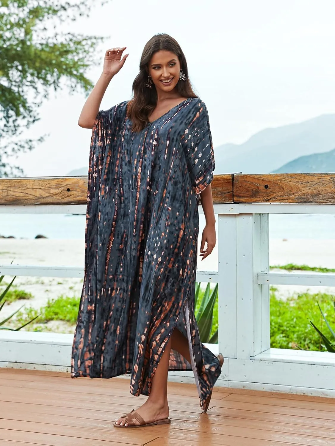 Kaftan for Women Plus Size Bathing Suit Cover up Batwing Dress Loose fit Moroccan Caftan mumu Dresses for Women