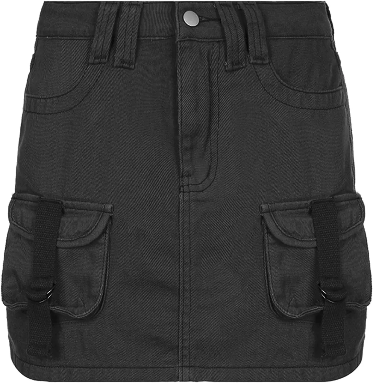 KMBANGI Low Waist Mini Skirt for Women Gothic Pleated Skirts Cute Aesthetic Retro Y2k Short Denim Skirt Harajuku Grunge