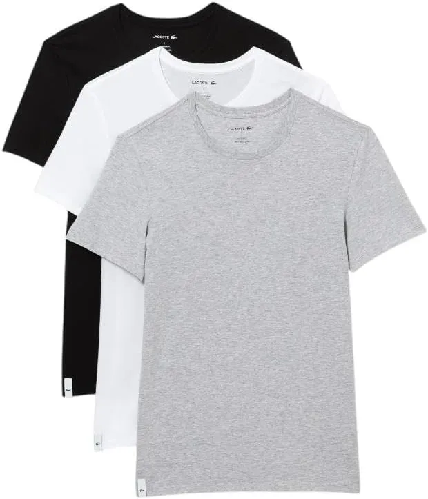 Lacoste Men's 100% Cotton Slim Fit Crew Neck Undershirt, 3-Pack