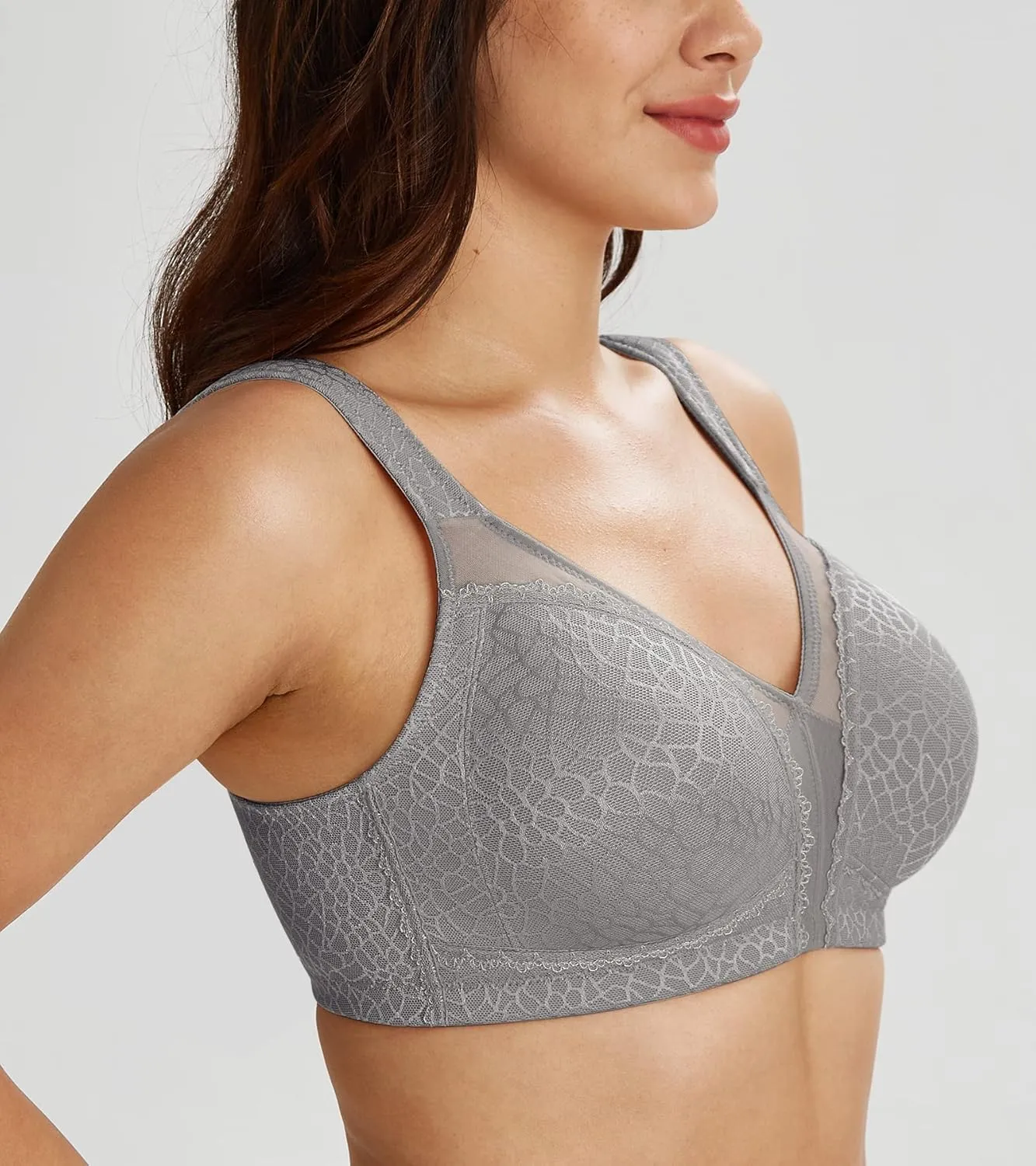 Lemorosy Women's Plus Size Full Coverage Non Padded Wireless Minimizer Bra -Comfort and Double Support