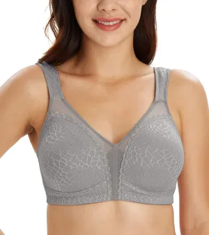 Lemorosy Women's Plus Size Full Coverage Non Padded Wireless Minimizer Bra -Comfort and Double Support
