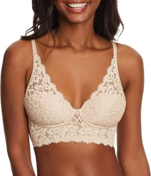 Maidenform Women's Wireless Bralette, Pure Comfort Lace Longline Bra, Convertible Bra for Women