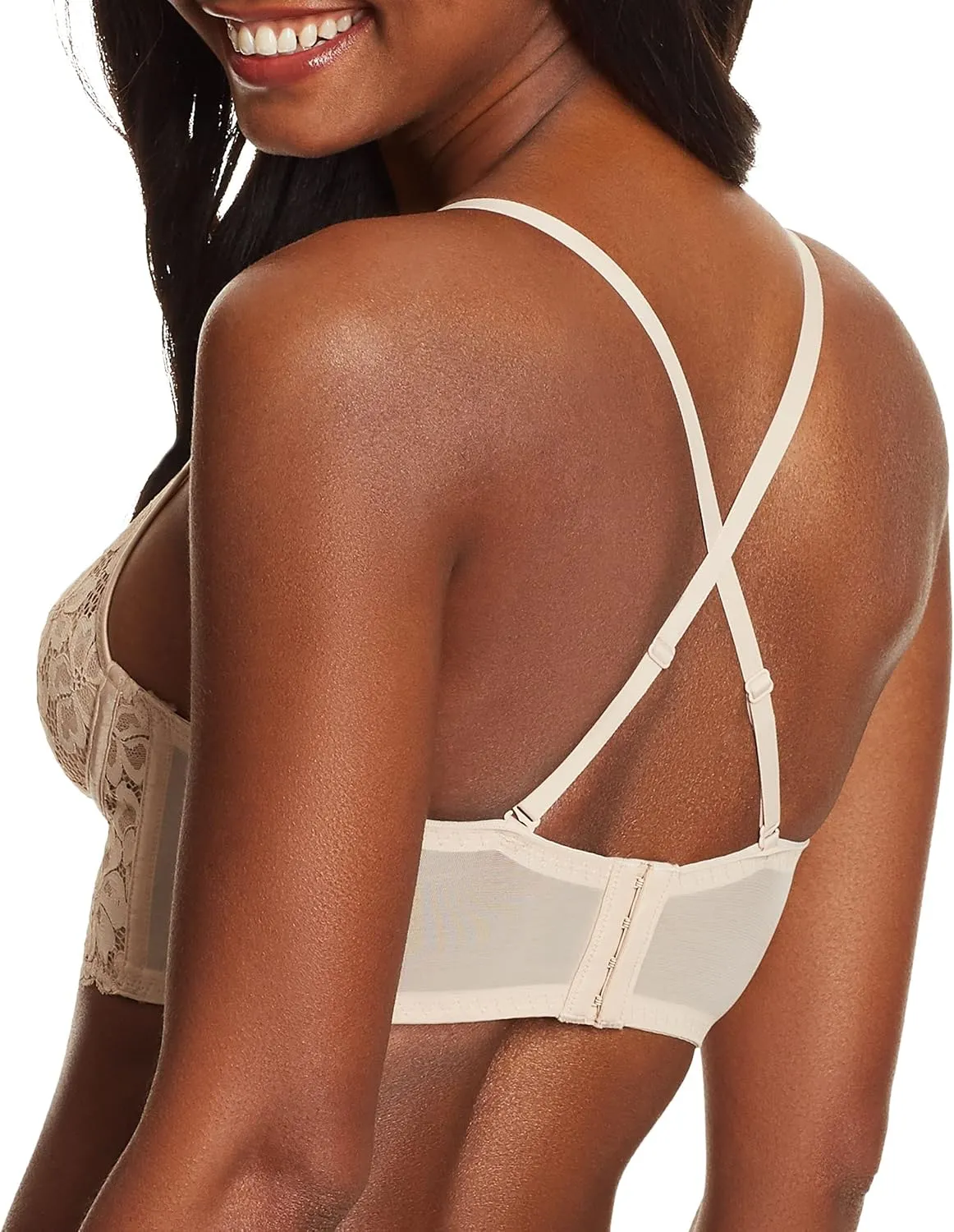 Maidenform Women's Wireless Bralette, Pure Comfort Lace Longline Bra, Convertible Bra for Women