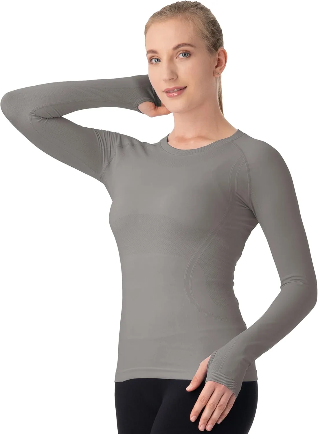 MathCat Seamless Workout Shirts for Women Long Sleeve Yoga Tops Sports Running Shirt Breathable Athletic Top Slim Fit