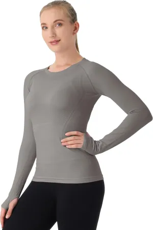 MathCat Seamless Workout Shirts for Women Long Sleeve Yoga Tops Sports Running Shirt Breathable Athletic Top Slim Fit