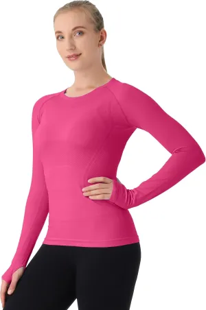 MathCat Seamless Workout Shirts for Women Long Sleeve Yoga Tops Sports Running Shirt Breathable Athletic Top Slim Fit