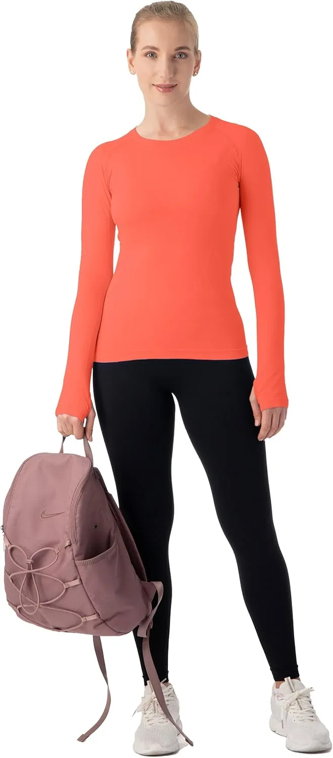 MathCat Seamless Workout Shirts for Women Long Sleeve Yoga Tops Sports Running Shirt Breathable Athletic Top Slim Fit
