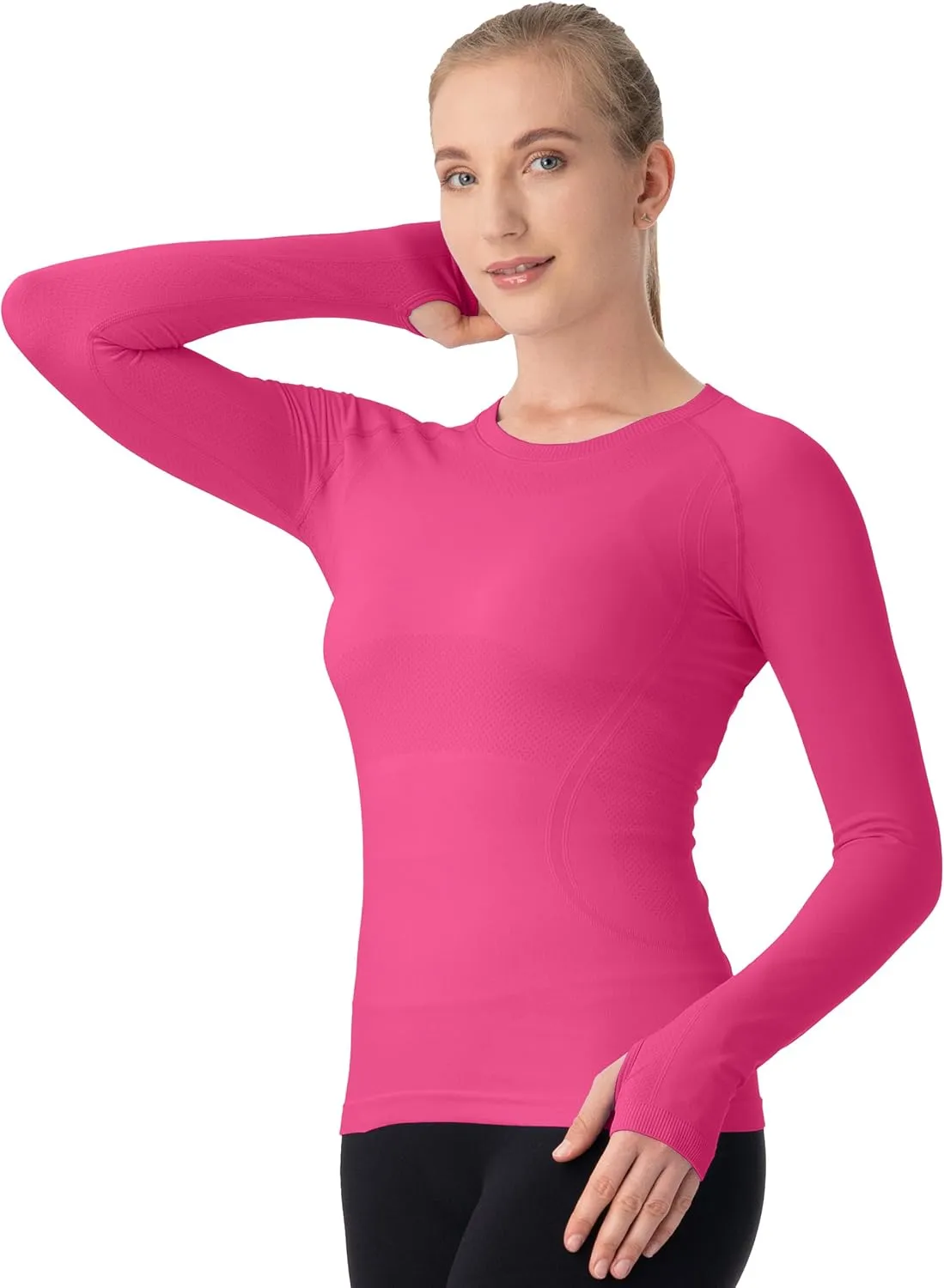 MathCat Seamless Workout Shirts for Women Long Sleeve Yoga Tops Sports Running Shirt Breathable Athletic Top Slim Fit