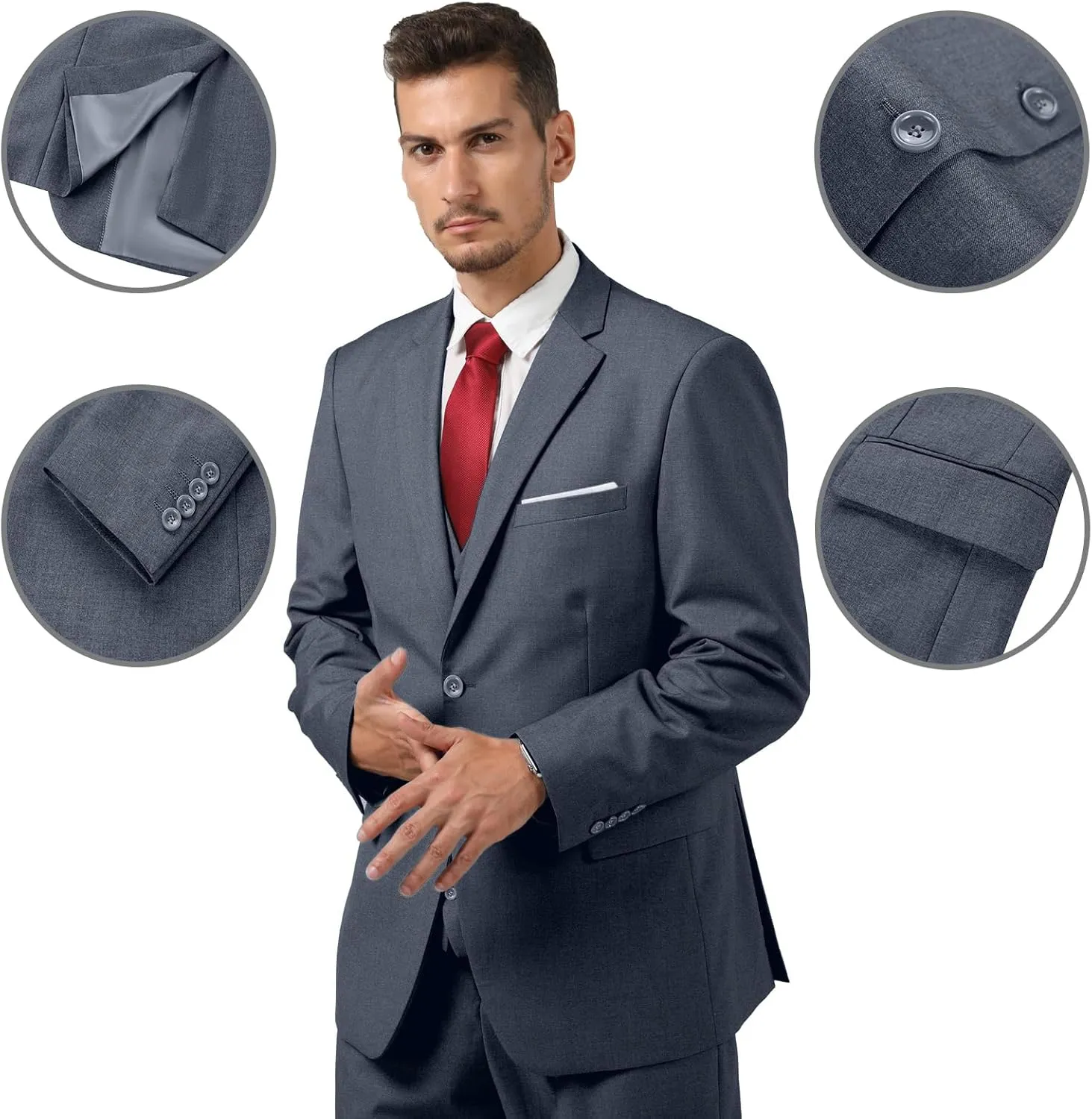 Mens 2 Piece Suit Slim Fit Business Wedding Party Tuxedo Dress Suits for Men Jacket and Pants Set