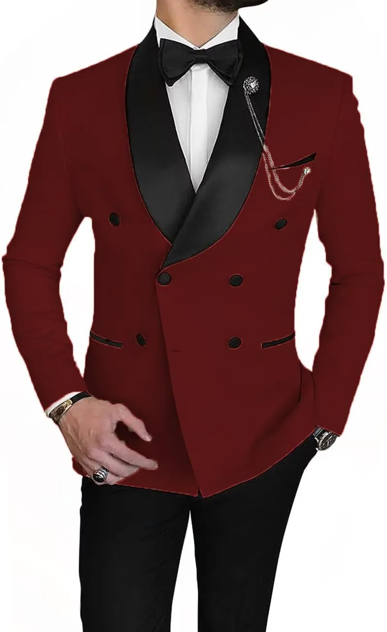 Men's Blazer Casual Suit Slim Fit Sport Coats Double Breasted Business Suit Blazer Shawl Lapel Jacket(1 Jacket)