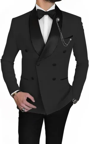 Men's Blazer Casual Suit Slim Fit Sport Coats Double Breasted Business Suit Blazer Shawl Lapel Jacket(1 Jacket)