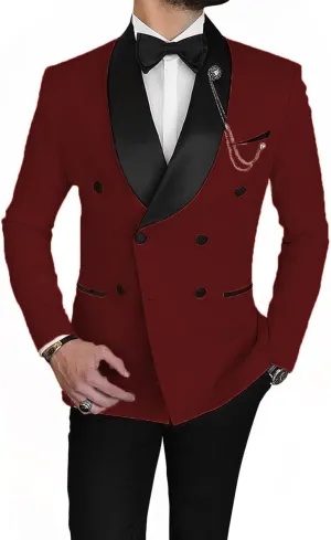 Men's Blazer Casual Suit Slim Fit Sport Coats Double Breasted Business Suit Blazer Shawl Lapel Jacket(1 Jacket)