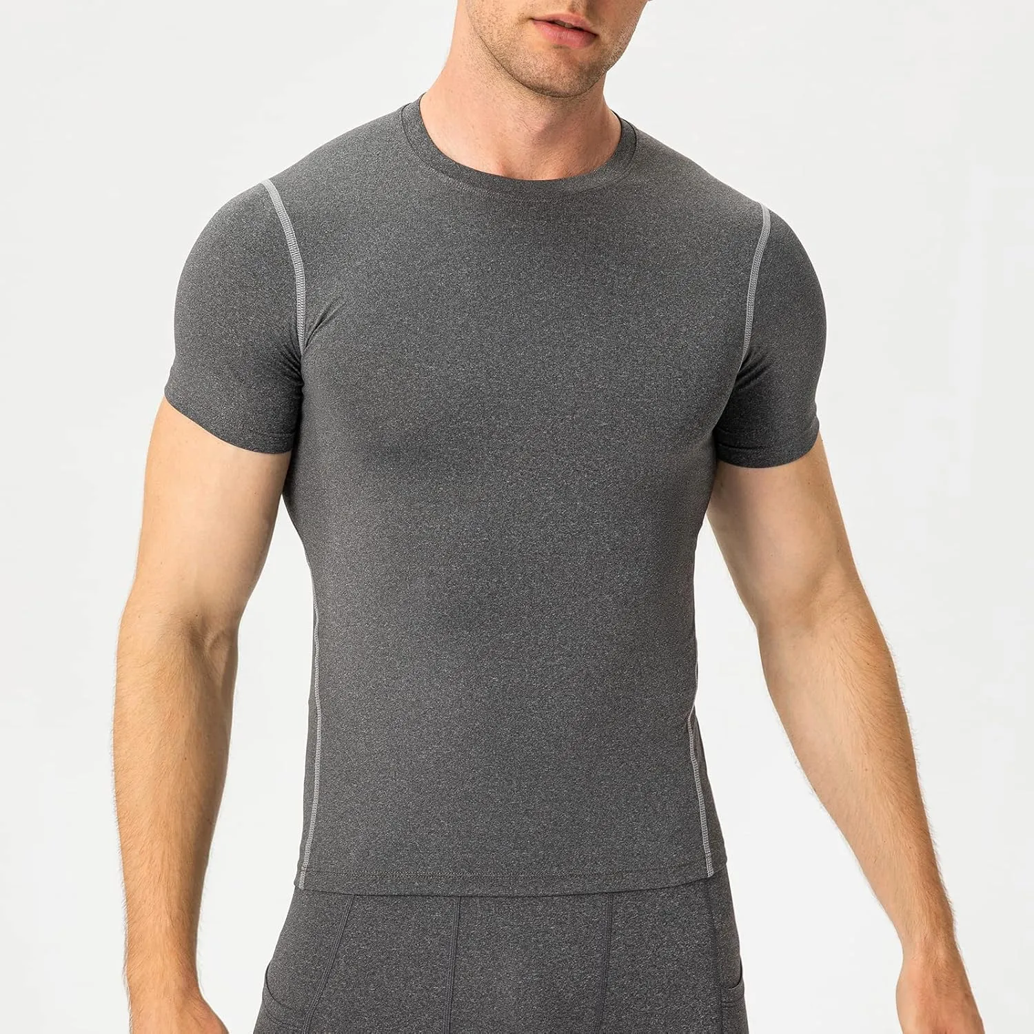 Mens Compression Shirts Short Sleeve Athletic Compression Tops Dry Fit Running T-Shirt Sports Base Layer Undershirts