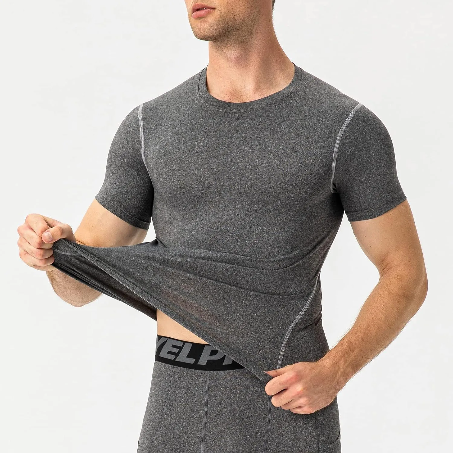 Mens Compression Shirts Short Sleeve Athletic Compression Tops Dry Fit Running T-Shirt Sports Base Layer Undershirts