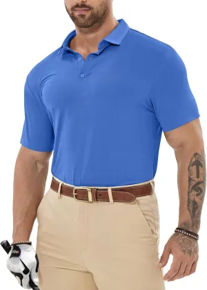 Mens Dry Fit Golf Shirt Performance Polo Short Sleeve Athletic Collared Mesh Shirt Moisture Wicking Seamless Tech