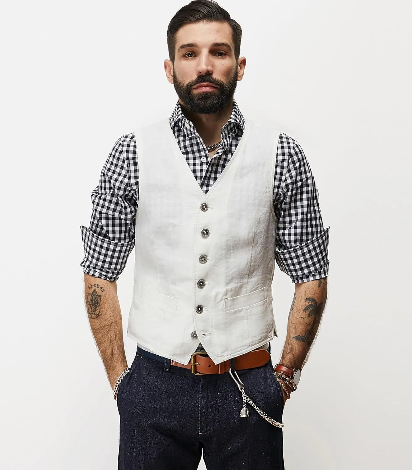 Men's Linen Vest Casual Dress Suit Linen Summer Beach Regular Fit Waistcoat Vintage