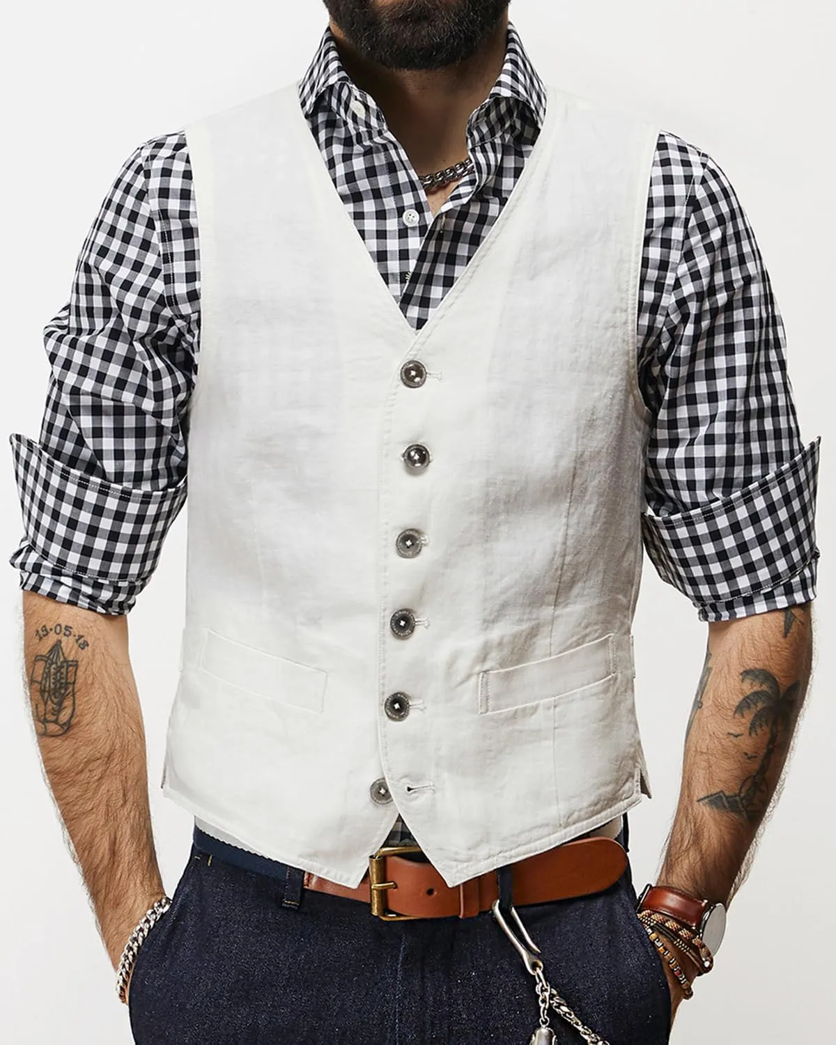 Men's Linen Vest Casual Dress Suit Linen Summer Beach Regular Fit Waistcoat Vintage