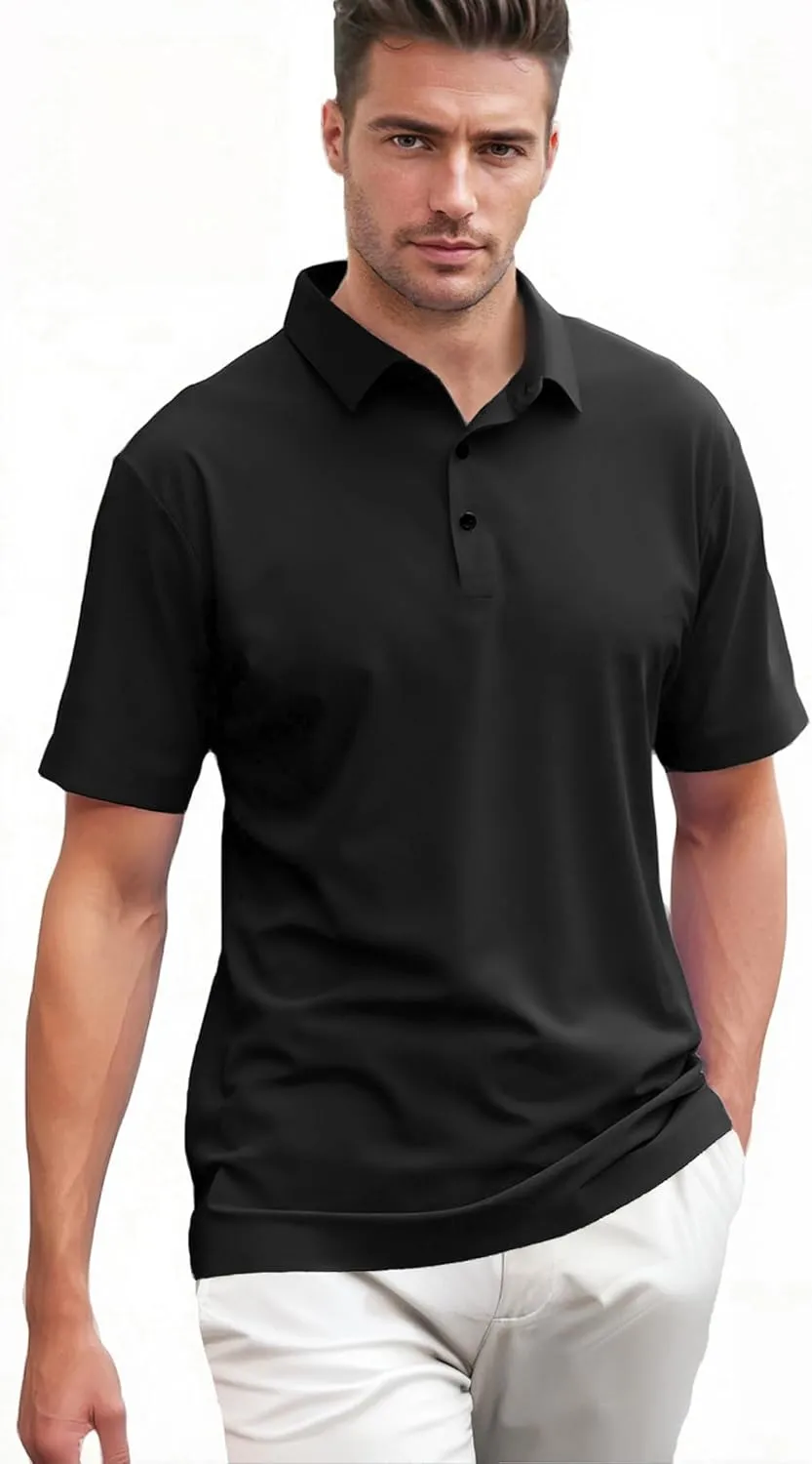 Men's Seamless Polo Shirt Slim Fit Collared Short Sleeve Cool Skin-Friendly Quick-Drying for Casual Work
