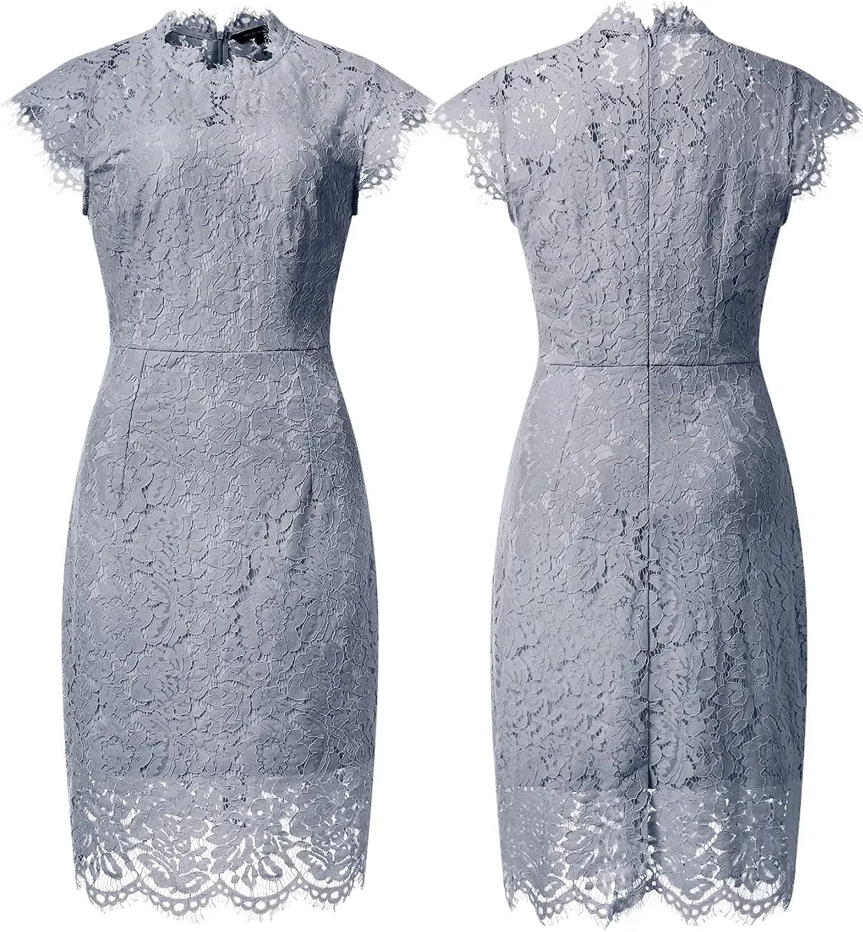 MEROKEETY Women's Sleeveless Lace Floral Elegant Cocktail Dress Crew Neck Knee Length for Party