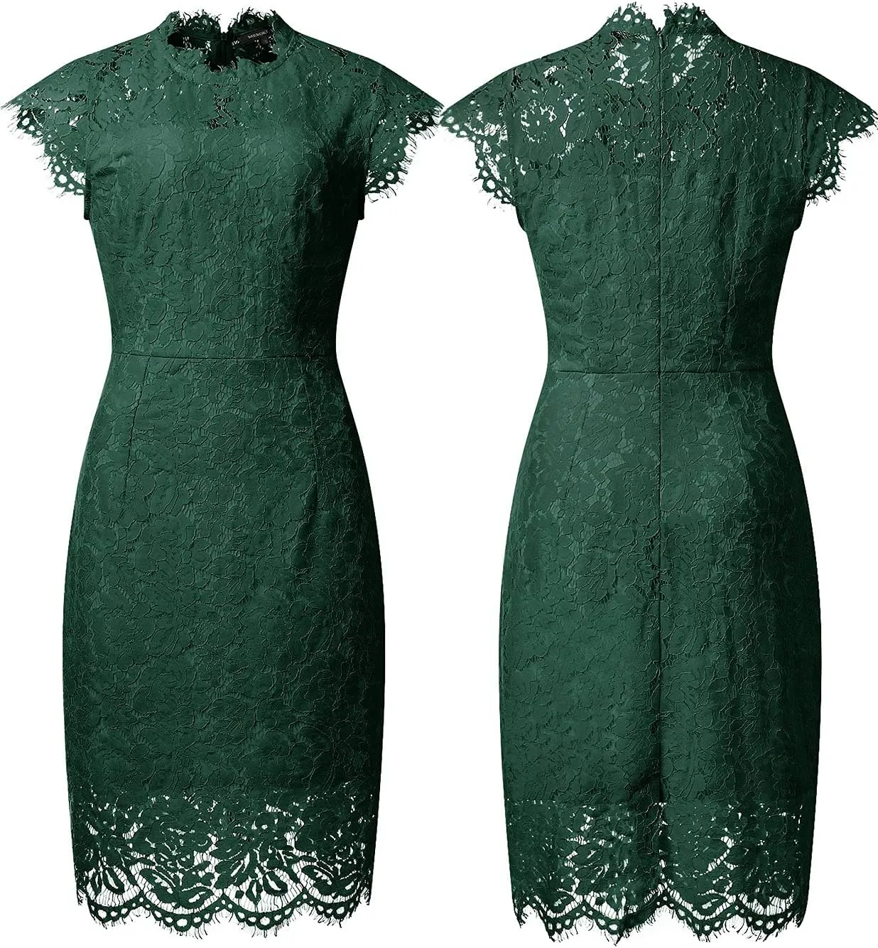 MEROKEETY Women's Sleeveless Lace Floral Elegant Cocktail Dress Crew Neck Knee Length for Party