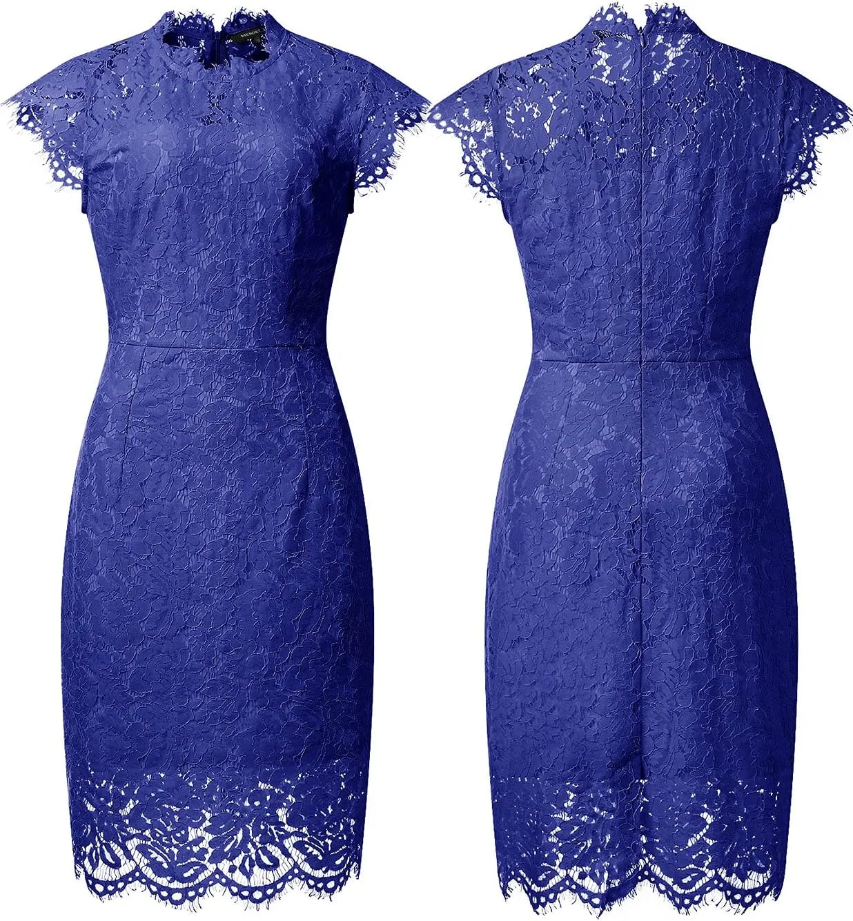 MEROKEETY Women's Sleeveless Lace Floral Elegant Cocktail Dress Crew Neck Knee Length for Party