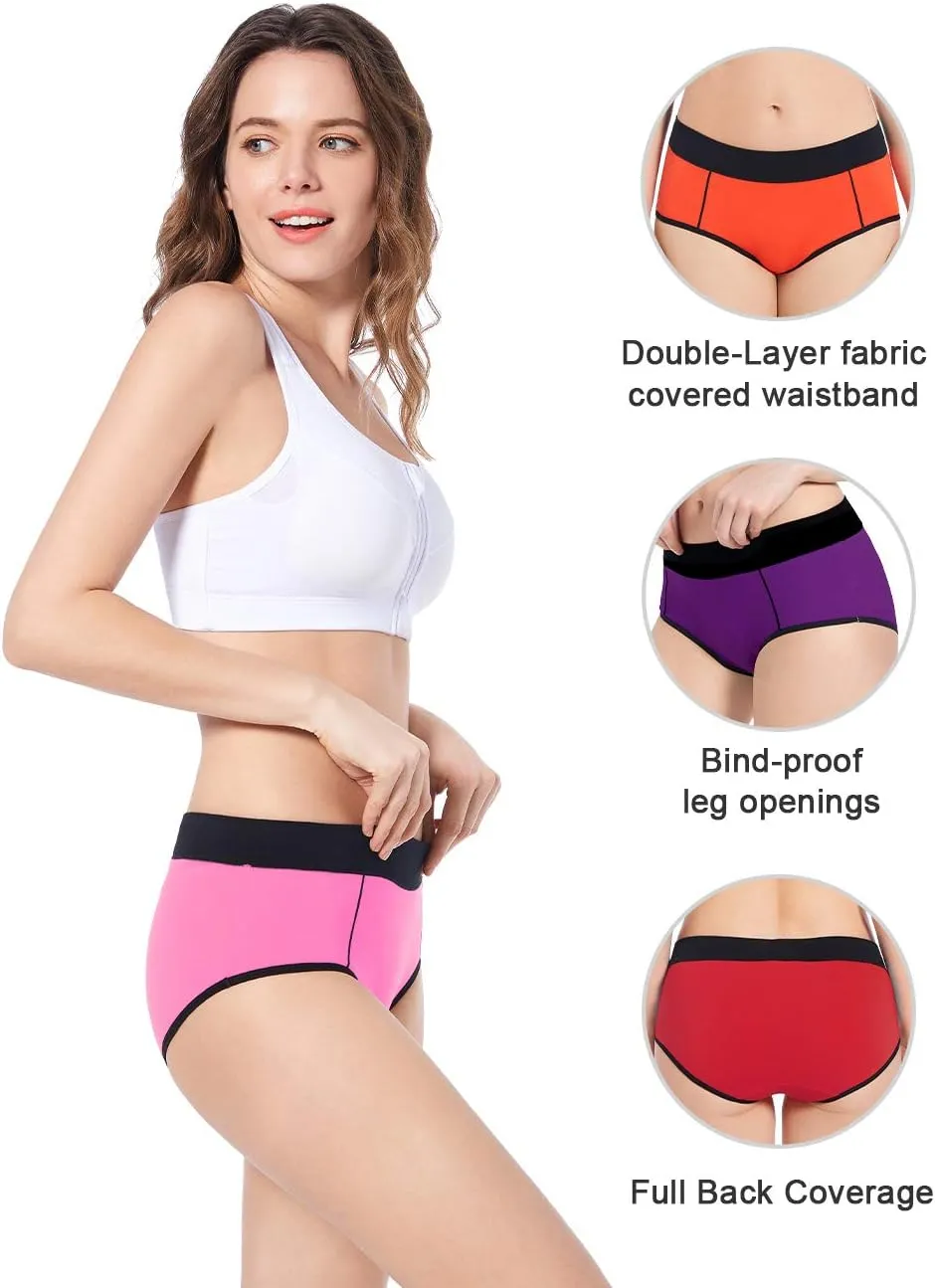 Molasus Women's Soft Cotton Briefs Ladies Mid-High Waisted Full Coverage Panties (Regular & Plus Size)