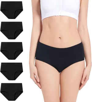 Molasus Women's Soft Cotton Briefs Ladies Mid-High Waisted Full Coverage Panties (Regular & Plus Size)