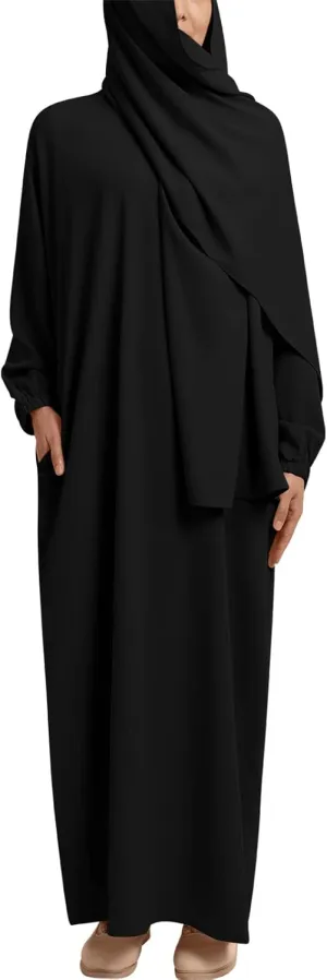 Muslim Women Abaya One Piece Hooded Kaftan Robe Prayer Dress with Hijab Scarf Arabic Islamic Clothes