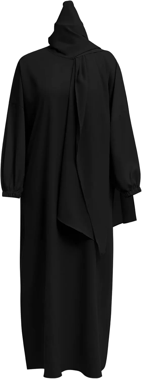 Muslim Women Abaya One Piece Hooded Kaftan Robe Prayer Dress with Hijab Scarf Arabic Islamic Clothes