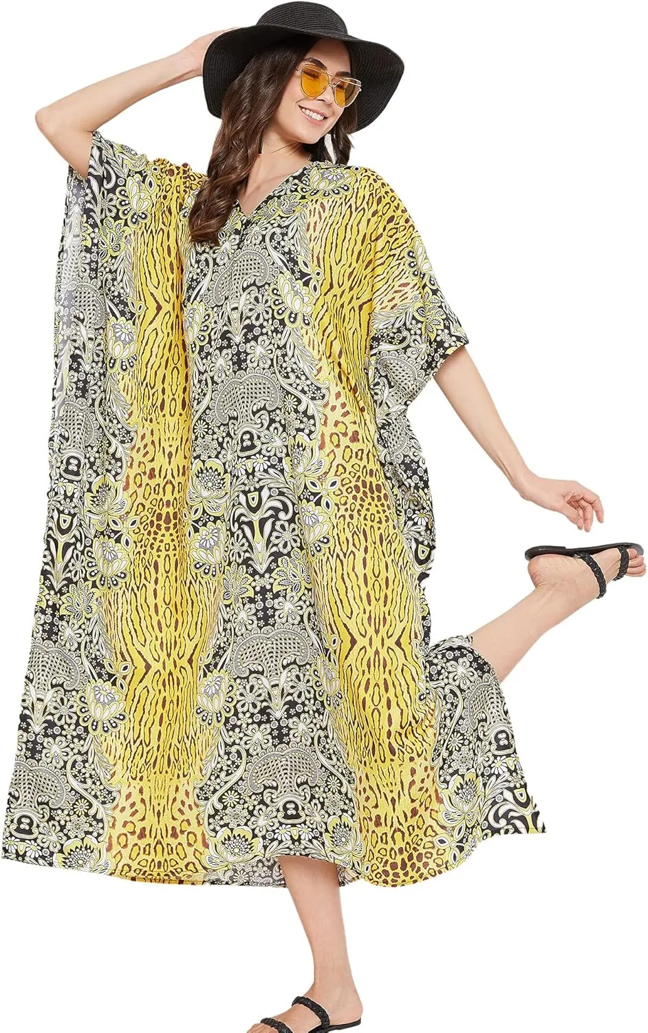 Oussum Women Kaftan Plus Size Polyester Summer Caftan Cover Ups Maxi House Dress