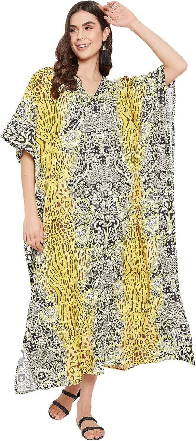 Oussum Women Kaftan Plus Size Polyester Summer Caftan Cover Ups Maxi House Dress