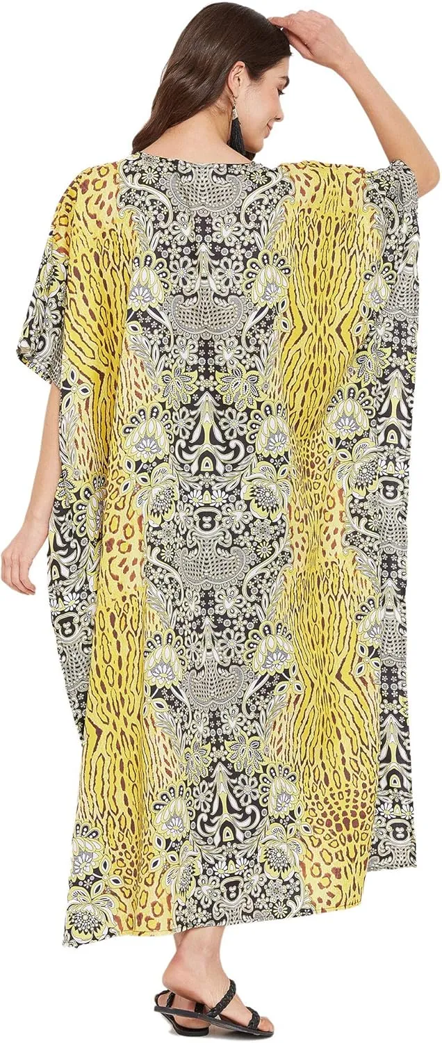 Oussum Women Kaftan Plus Size Polyester Summer Caftan Cover Ups Maxi House Dress