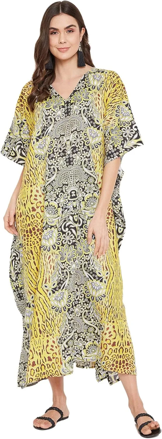 Oussum Women Kaftan Plus Size Polyester Summer Caftan Cover Ups Maxi House Dress