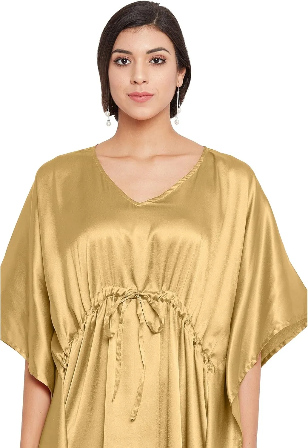 Oussum Women Plus Size Kaftan Satin Maxi Dress Long Caftan Casual Cover Ups Sateen Nightdress Nighty for Summer