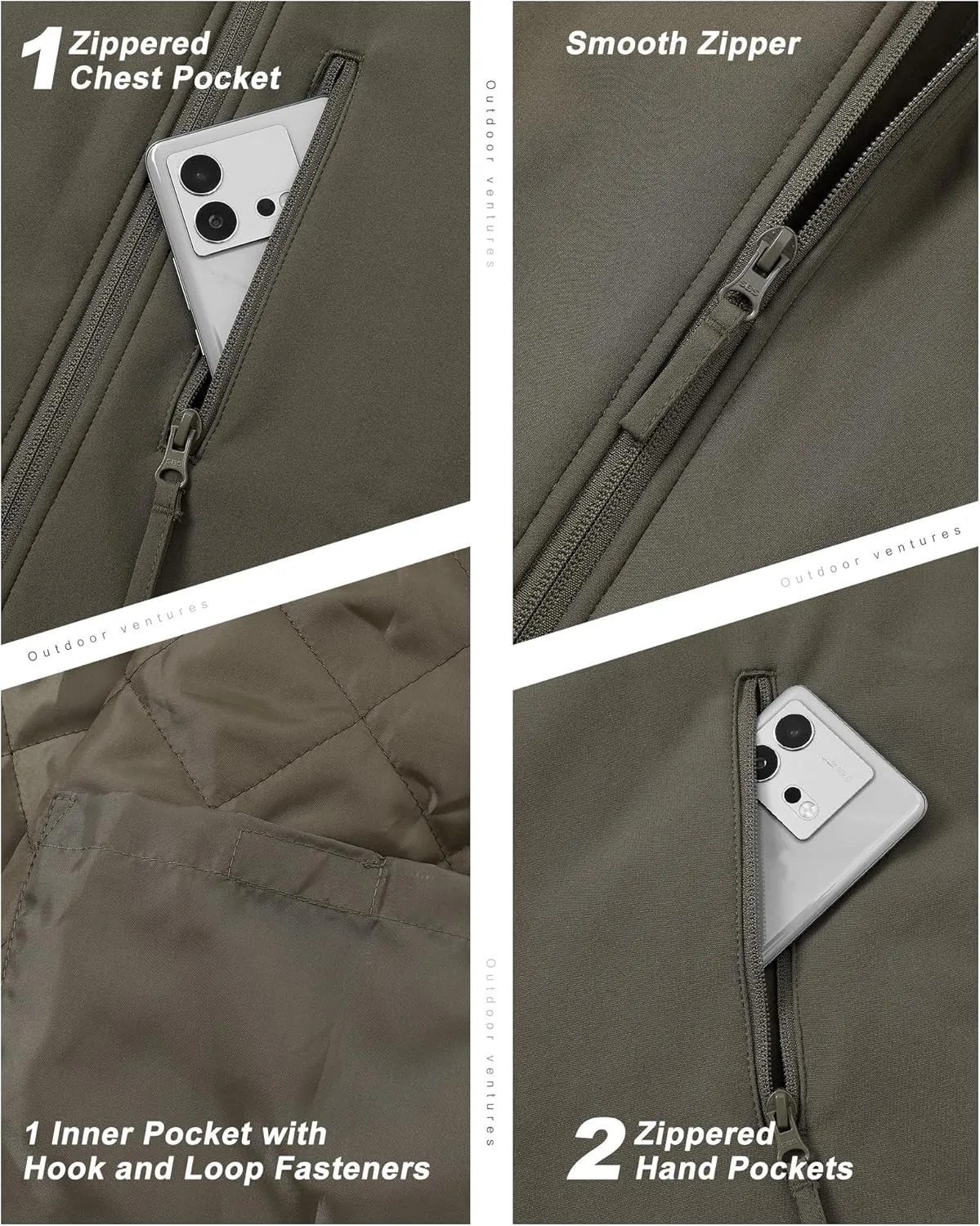 Outdoor Ventures Men's Casual Outerwear Vest Lightweight Winter Zip Up Sleeveless Jacket for Hiking Travel Golf Running
