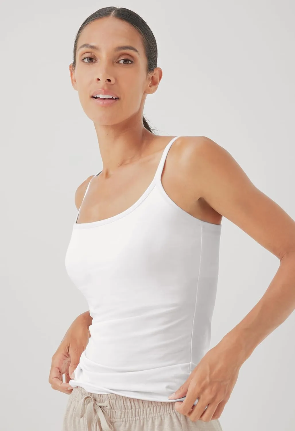Pact Women's Cotton Camisole Tank Top with Built-in Shelf Bra