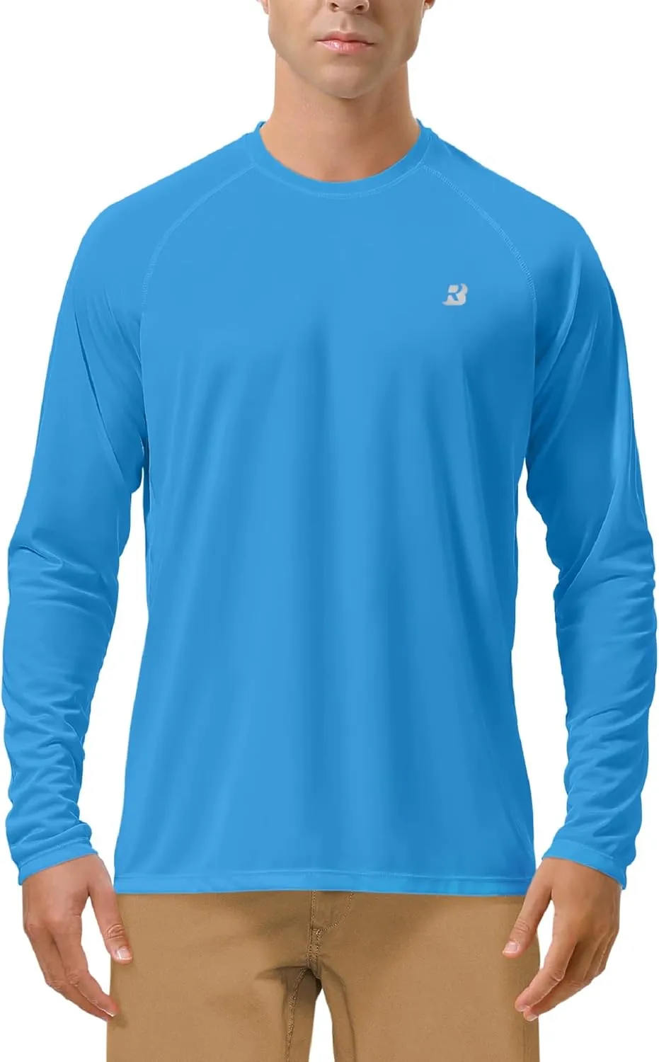 Roadbox Mens UPF 50  UV Sun Protection Shirts Outdoor Long Sleeve SPF Rash Guard for Fishing Hiking Swimming Running
