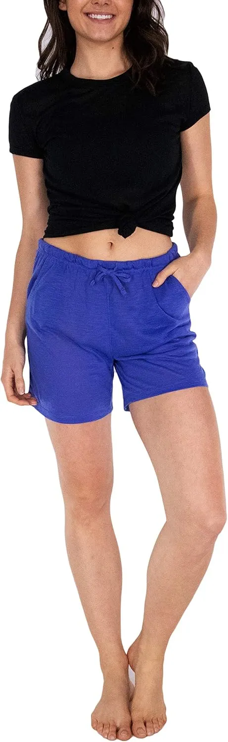 Sexy Basics Women's 6 Pack Drawstring Shorts/Semi-Sheer Casual - Lounge - Sleep - Spa Shorts