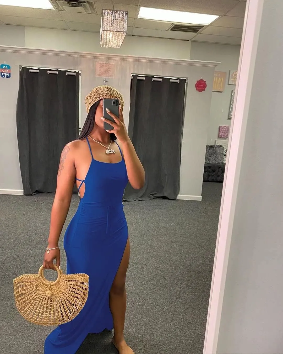 Sexy Two Piece Outfits for Women Spaghetti Strap Crop Top Ruched Bodycon Skirt Sets Party Club Maxi Dress