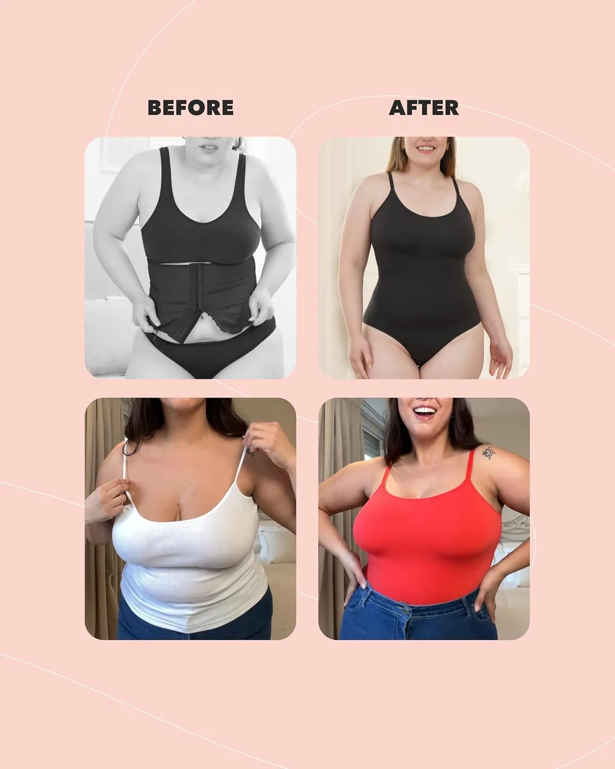 SHAPERMINT Bodysuits for Women - Body Shaper Tummy Control Bodysuit, Shapewear Bodysuits for Women, Scoop Neck Plus Size
