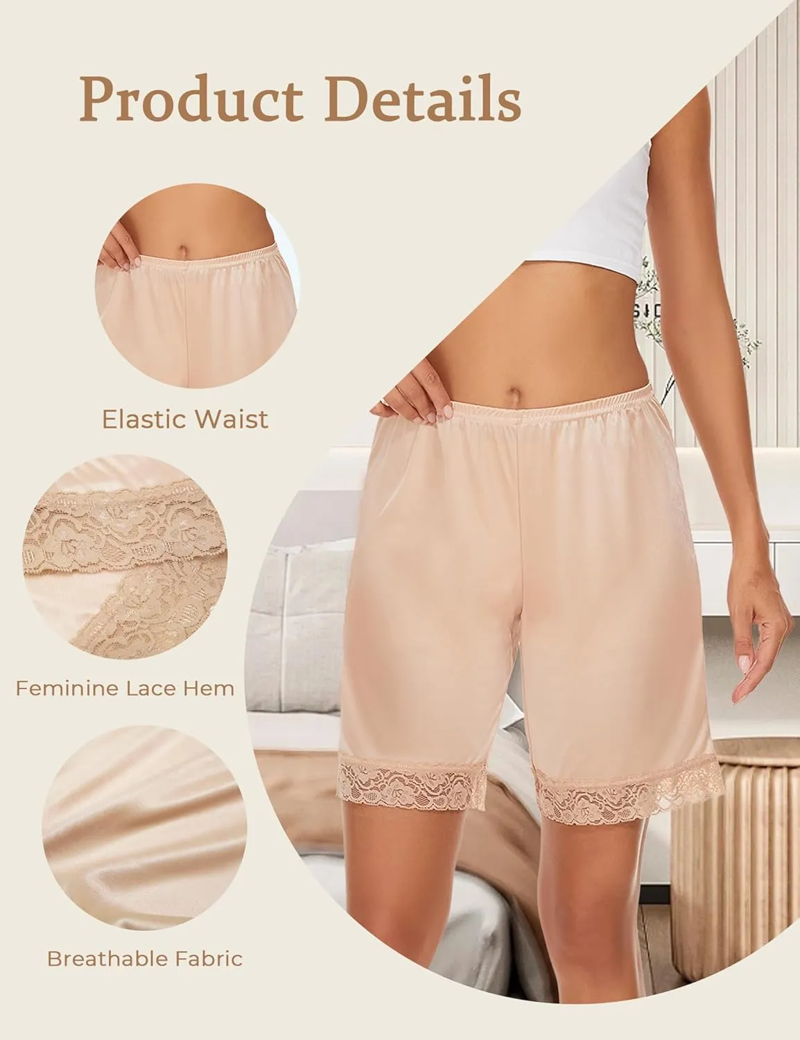 Slip Shorts Culotte for Women Split Skirt Lace Pettipants Bloomer