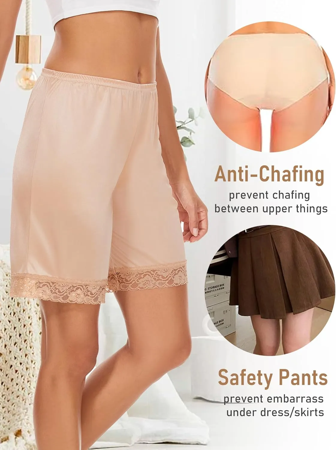 Slip Shorts Culotte for Women Split Skirt Lace Pettipants Bloomer
