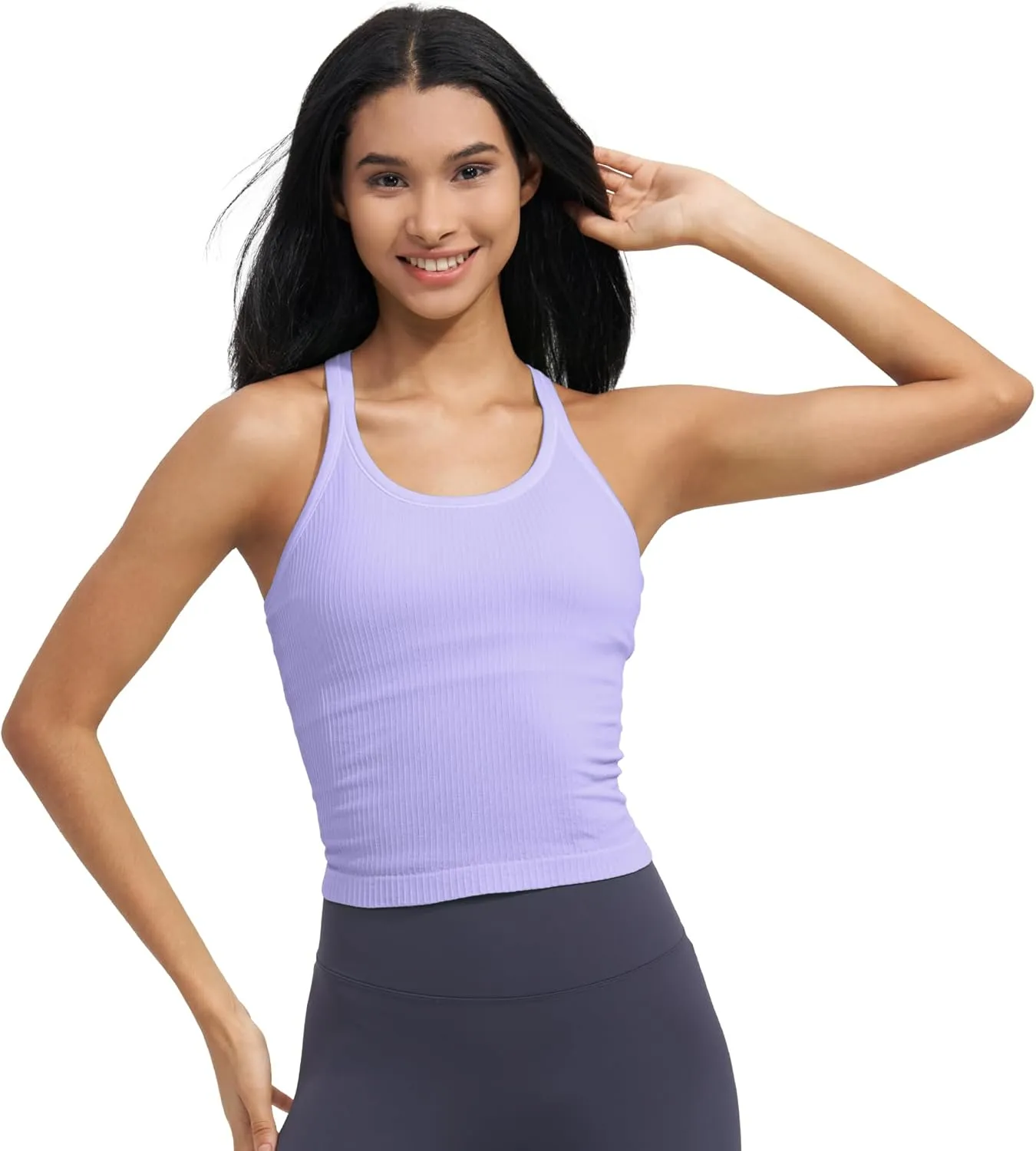 sphinx cat Ribbed Workout Short Racerback Tank Tops for Women with Built in Bra