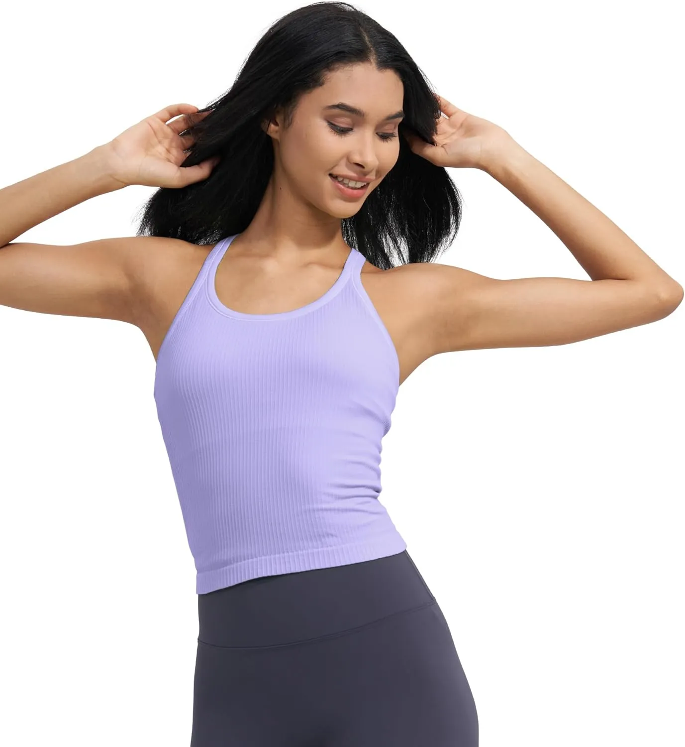 sphinx cat Ribbed Workout Short Racerback Tank Tops for Women with Built in Bra