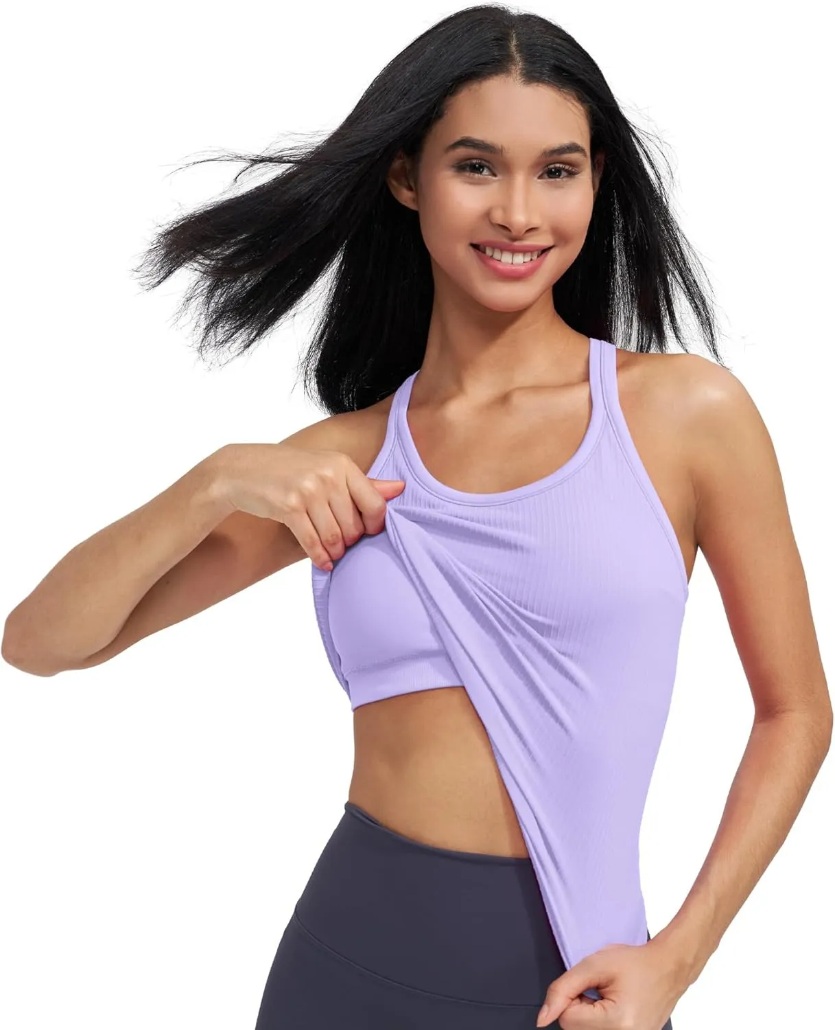 sphinx cat Ribbed Workout Short Racerback Tank Tops for Women with Built in Bra