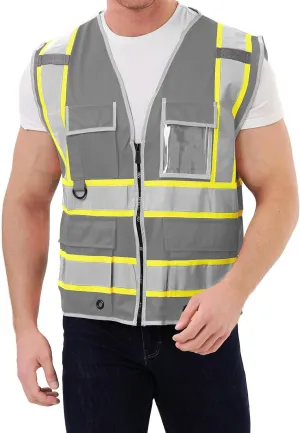 SRsafety High Visibility 9 pockets Reflective Safety Vest,Hi Vis Reflective Construction Work Vest for Men Women ANSI/ISEA