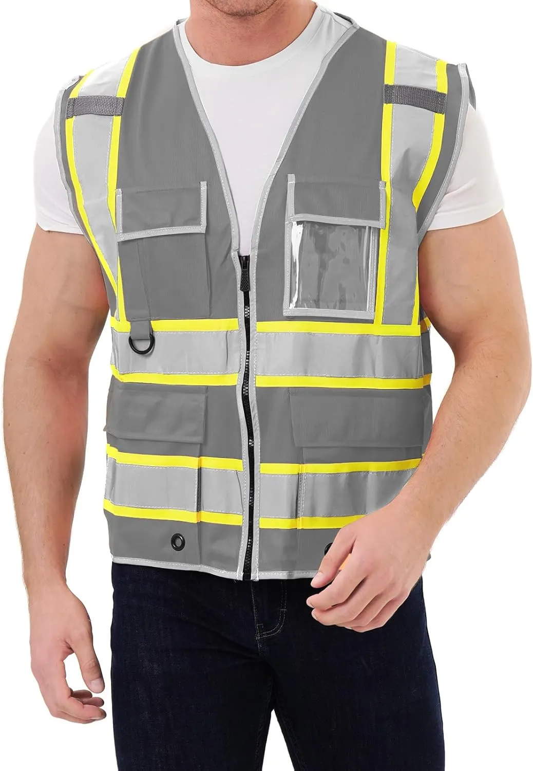 SRsafety High Visibility 9 pockets Reflective Safety Vest,Hi Vis Reflective Construction Work Vest for Men Women ANSI/ISEA