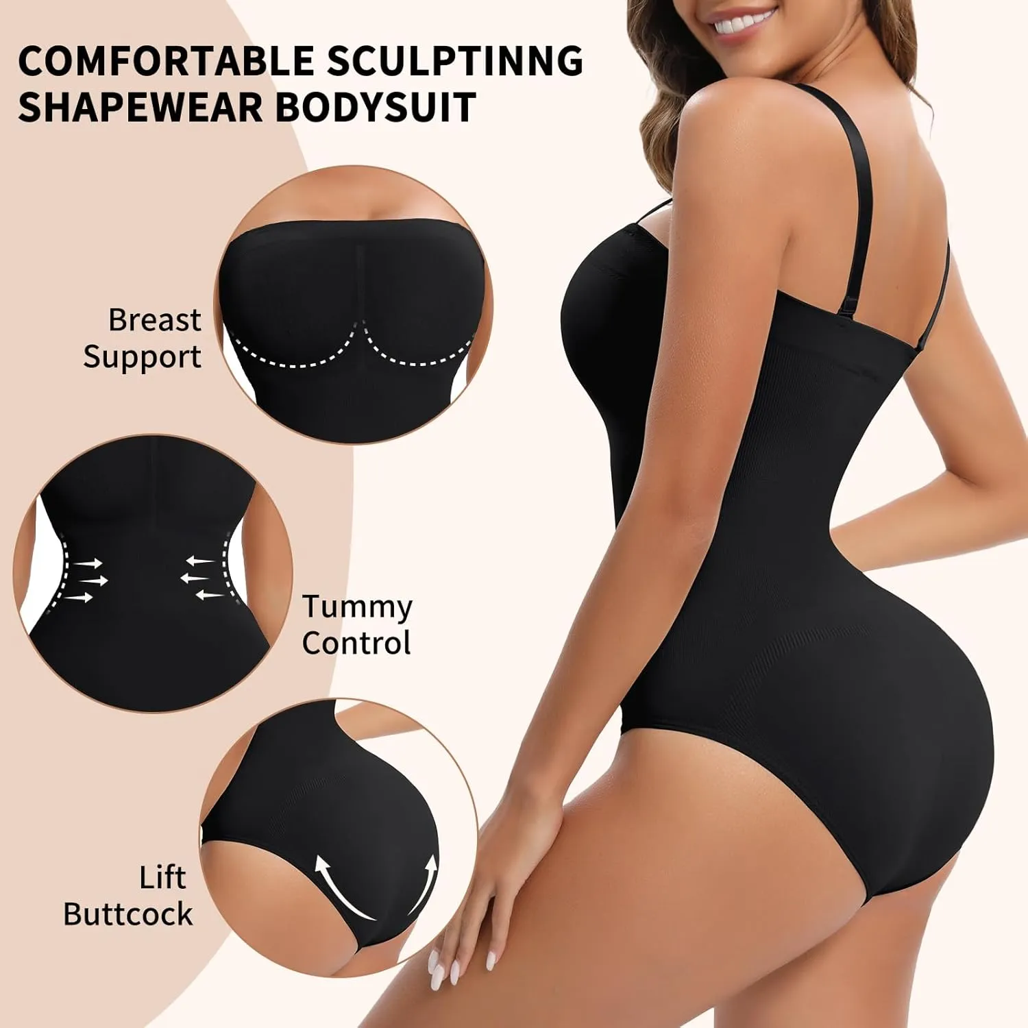 Strapless Shapewear for Women, Tummy Control Triangle Bodysuit, Seamless Sculpting Body Shaper Tank Top